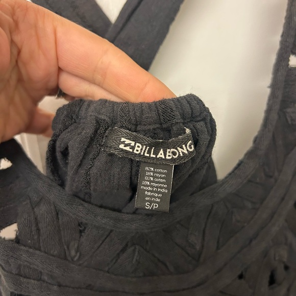 Billabong Black Tank Y2K Tunic Size Small Beach Top Shirt Long Tank - Picture 8 of 10